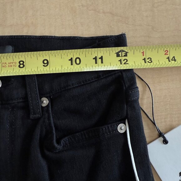 7 for all mankind Women Stretch High Waist Slim Kick Black Jeans Size 24 NWT - Picture 9 of 12